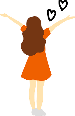 ハートを飛ばして踊っている女性のイラスト