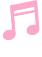 ピンク色の音符のイラスト