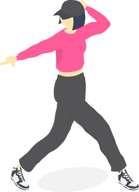 アクティブなダンスを踊っている人のイラスト